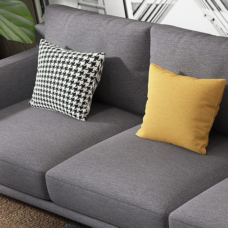 L-shape 4-seater Fabric Sectional Slipcovered Square Arm Sectional Clearhalo 'furn' 'furn_sectionals' 'Furniture' 'Living Room Furniture' 'Sectionals' 6350694