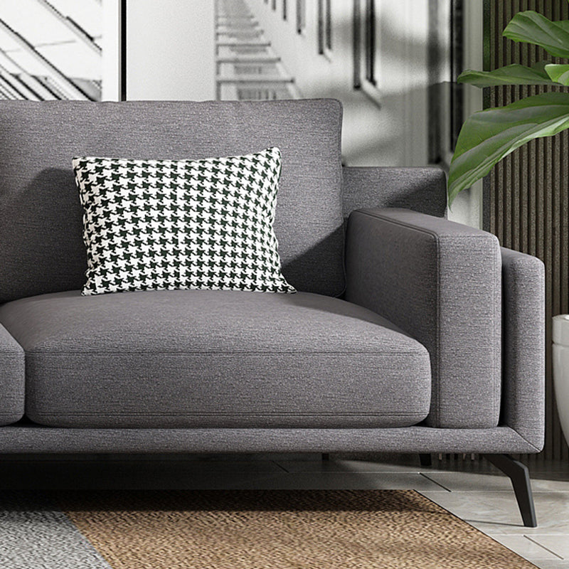 L-shape 4-seater Fabric Sectional Slipcovered Square Arm Sectional Clearhalo 'furn' 'furn_sectionals' 'Furniture' 'Living Room Furniture' 'Sectionals' 6350695