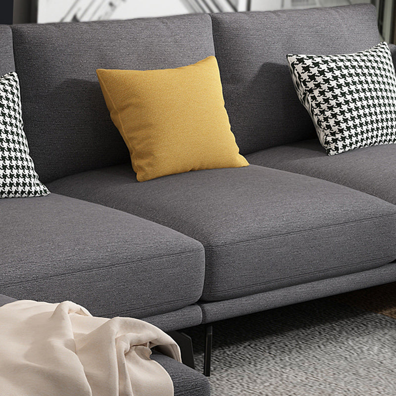 L-shape 4-seater Fabric Sectional Slipcovered Square Arm Sectional Clearhalo 'furn' 'furn_sectionals' 'Furniture' 'Living Room Furniture' 'Sectionals' 6350696