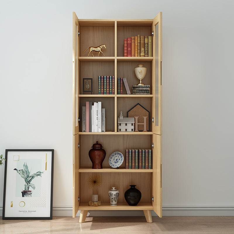 70.9" Tall Modern Natural Cabinet Solid Wood Chest with Glass Door Clearhalo 'Cabinets & Chests' 'cabinets_chests' 'furn' 'furn_cabinets_chests' 'Furniture' 'Living Room Furniture' 6350714