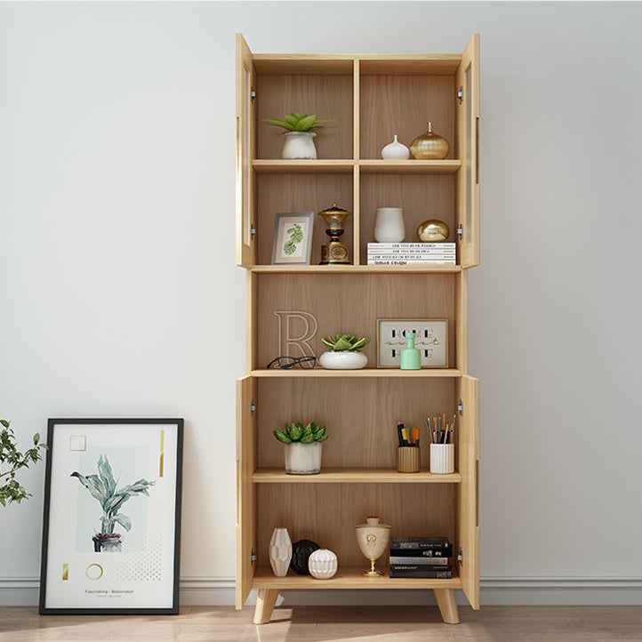 70.9" Tall Modern Natural Cabinet Solid Wood Chest with Glass Door Clearhalo 'Cabinets & Chests' 'cabinets_chests' 'furn' 'furn_cabinets_chests' 'Furniture' 'Living Room Furniture' 6350716