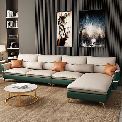 Bâle à 4 places en cuir en cuir en coupe sectionnelle avec oreillers