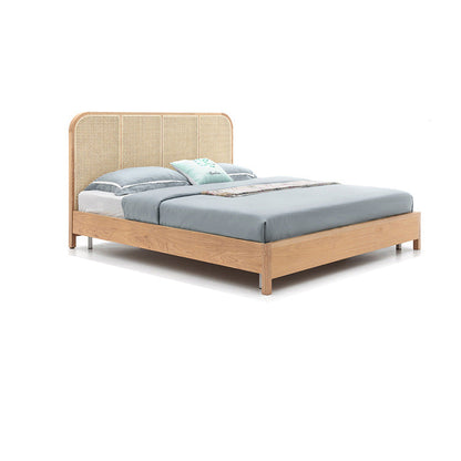 Wicker & Rattan Standard Bed Tropical Bed Frame With Custom Gold Legs Wood Clearhalo 'Bedroom Furniture' 'Beds' 'furn' 'furn_beds' 'Furniture' 6350766