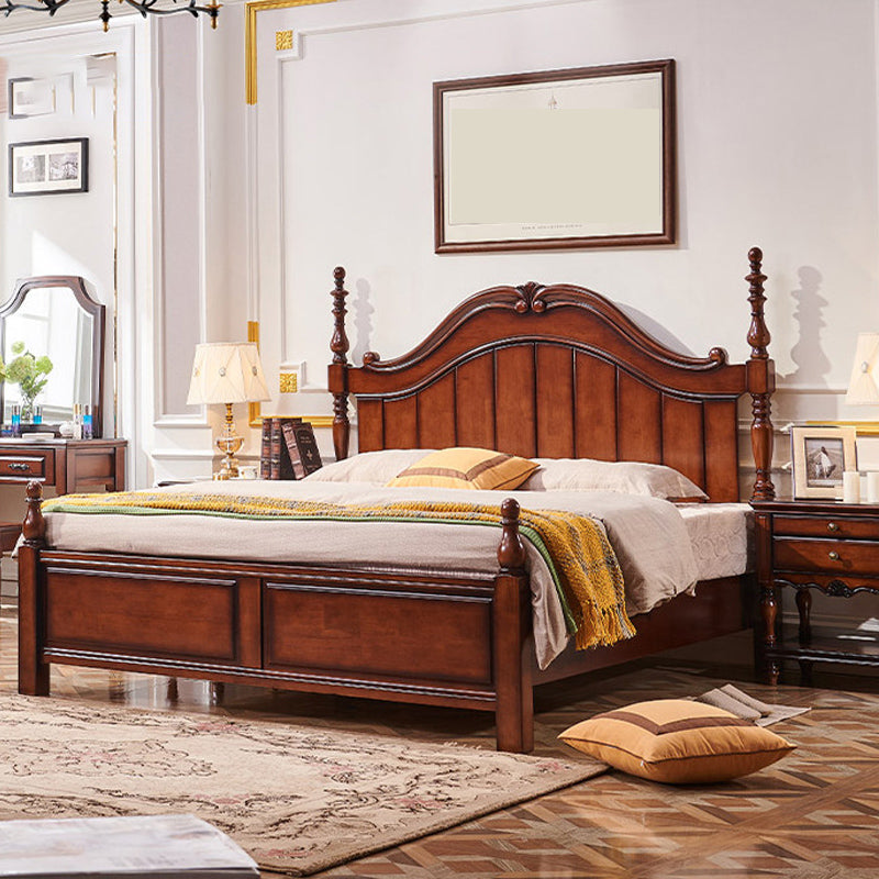 フランスのカントリーエスプレッソ4ポスターベッドヘッドボード付きのクルミポスターベッド