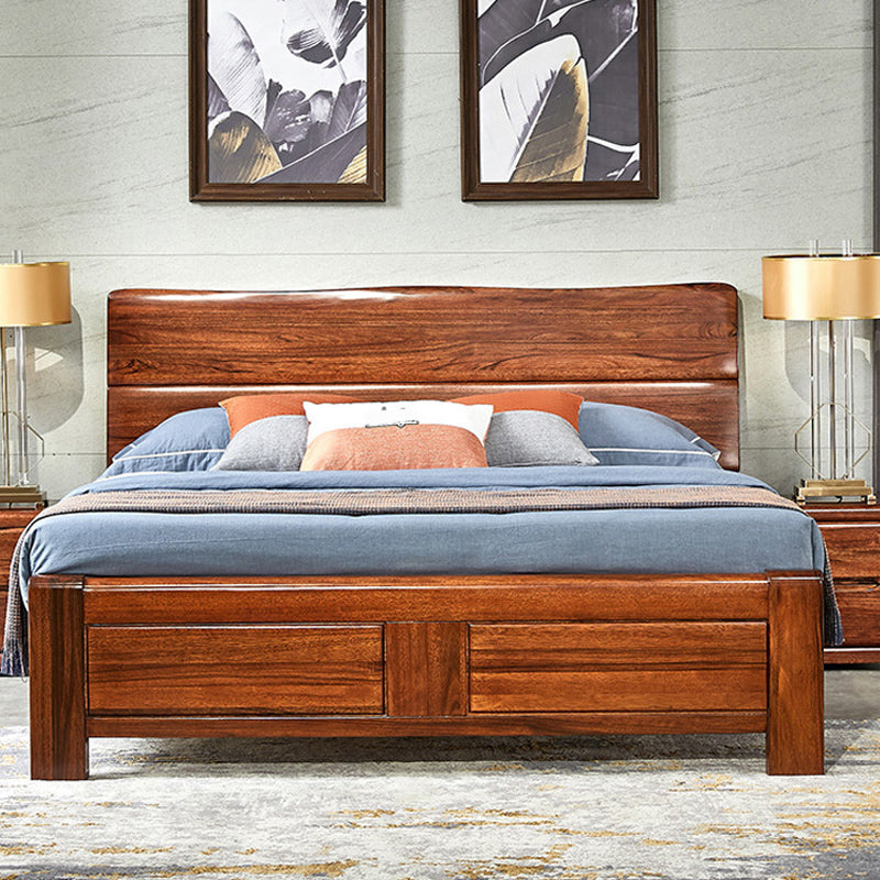 Cama de madera maciza tradicional cama de color sólido con cabecera
