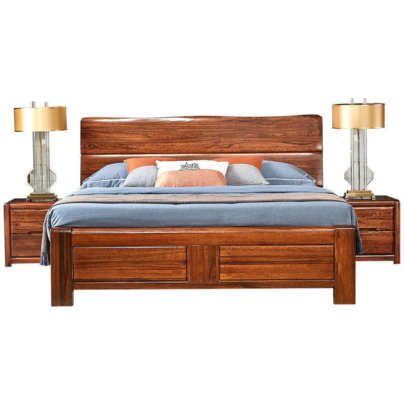 Cama de madera maciza tradicional cama de color sólido con cabecera
