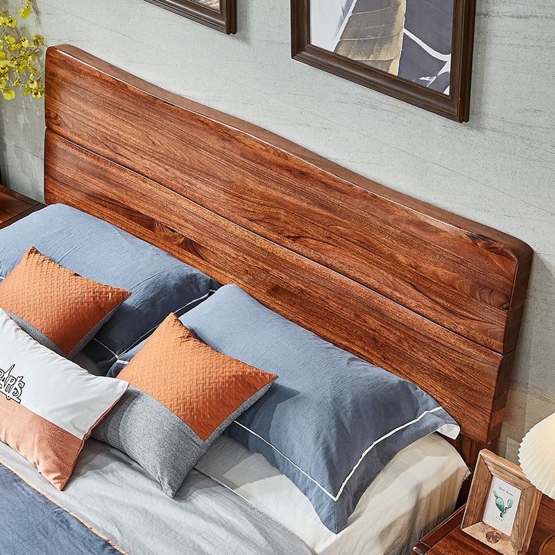 Cama de madera maciza tradicional cama de color sólido con cabecera