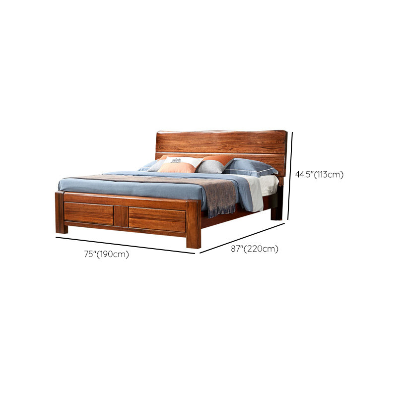 Cama de madera maciza tradicional cama de color sólido con cabecera