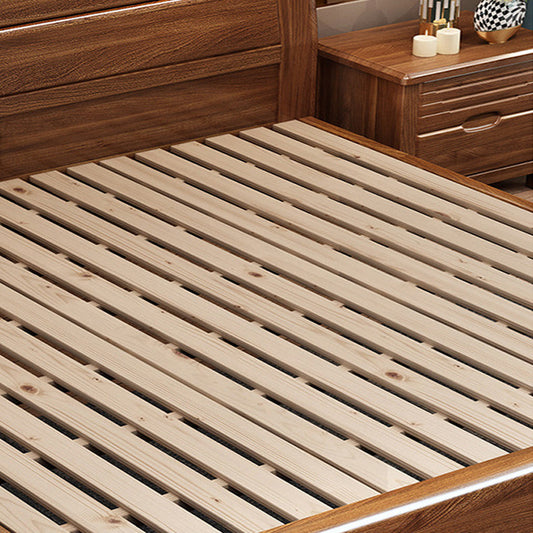 Walnuss-Festkörperbett Mitte des Jahrhunderts modernes Standardbett mit Kopfteil