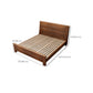 Walnut Solid Color Panel Bed Mid-Century Modern Standard Bed with Headboard