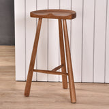 Industrial Backless Solid Wood Counter Stool Wooden Armless High Chair with 3 Legs