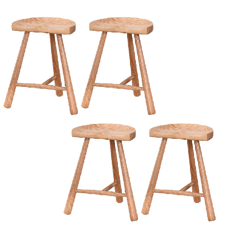 Industrial Backless Solid Wood Counter Stool Wooden Armless High Chair with 3 Legs