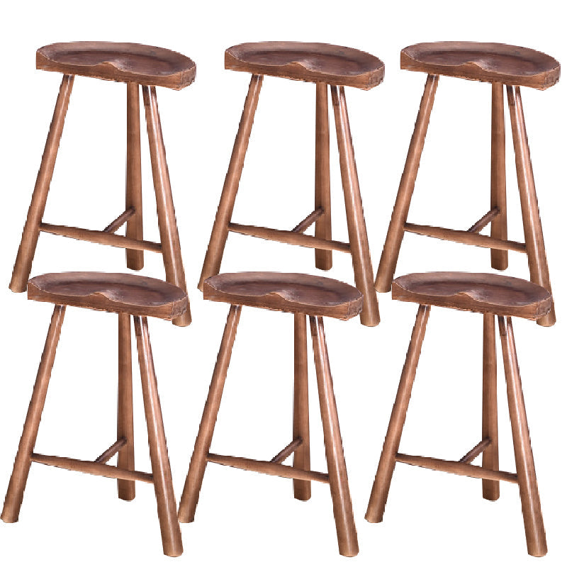 Industrial Backless Solid Wood Counter Stool Wooden Armless High Chair with 3 Legs