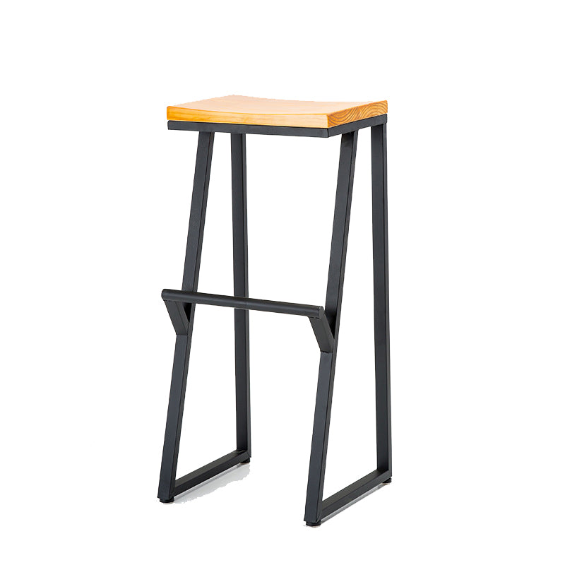 Contemporary Metal Counter Stool Wood Seat Bar Stool for Living Room 1 Piece Bar Stool(33"H) Clearhalo 'Bar Furniture' 'Bar Stools' 'bar_stools' 'furn' 'furn_bar_stools' 'Furniture' 'Kitchen & Dining Furniture' 6350990