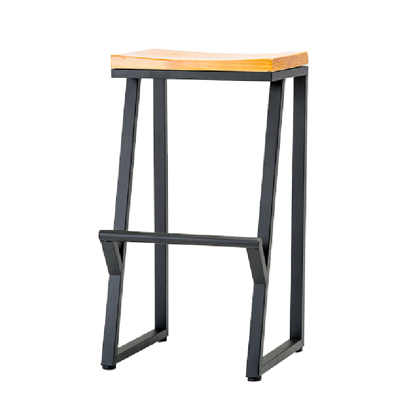 Contemporary Metal Counter Stool Wood Seat Bar Stool for Living Room 1 Piece Bar Stool(28"H) Clearhalo 'Bar Furniture' 'Bar Stools' 'bar_stools' 'furn' 'furn_bar_stools' 'Furniture' 'Kitchen & Dining Furniture' 6350992