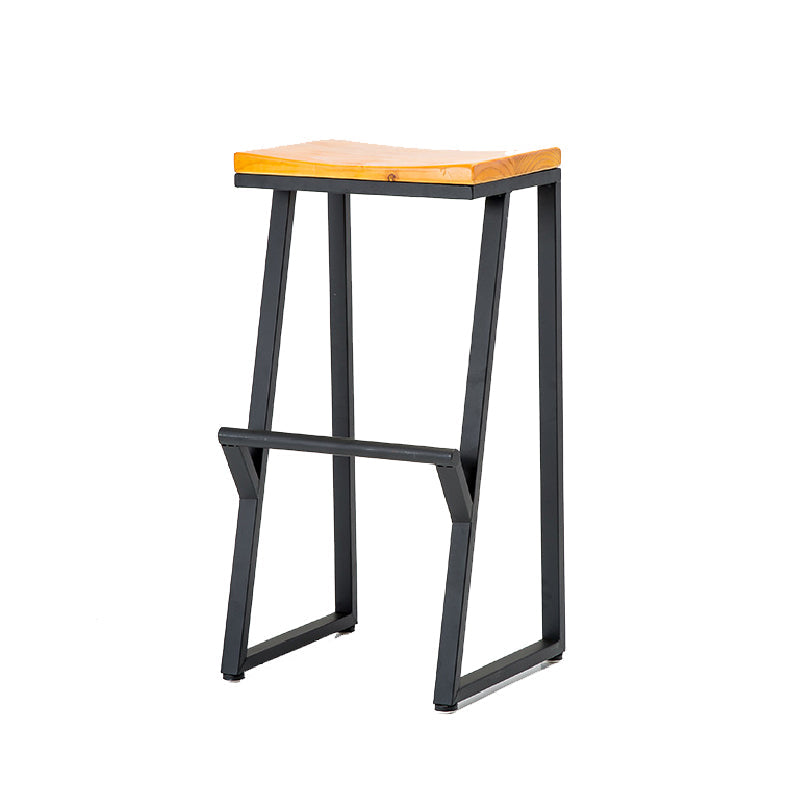 Contemporary Metal Counter Stool Wood Seat Bar Stool for Living Room 1 Piece Bar Stool(30"H) Clearhalo 'Bar Furniture' 'Bar Stools' 'bar_stools' 'furn' 'furn_bar_stools' 'Furniture' 'Kitchen & Dining Furniture' 6350994