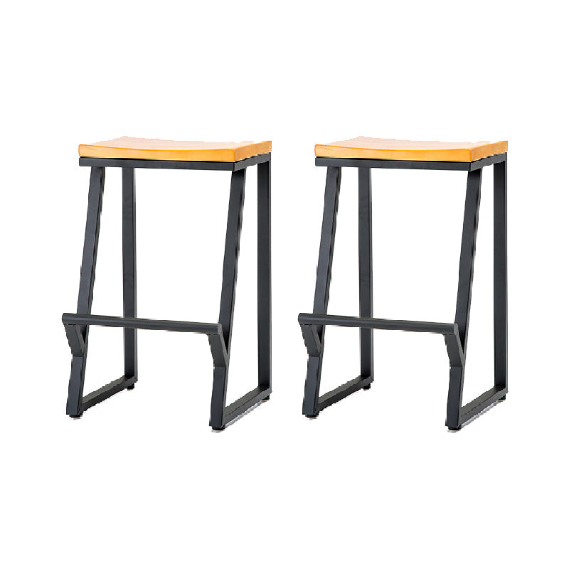 Contemporary Metal Counter Stool Wood Seat Bar Stool for Living Room 2 Piece Set Counter Stool(26"H) Clearhalo 'Bar Furniture' 'Bar Stools' 'bar_stools' 'furn' 'furn_bar_stools' 'Furniture' 'Kitchen & Dining Furniture' 6350997