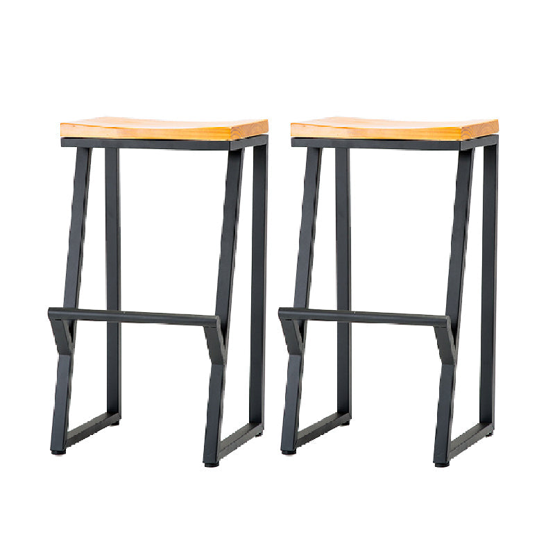 Contemporary Metal Counter Stool Wood Seat Bar Stool for Living Room 2 Piece Set Bar Stool(28"H) Clearhalo 'Bar Furniture' 'Bar Stools' 'bar_stools' 'furn' 'furn_bar_stools' 'Furniture' 'Kitchen & Dining Furniture' 6350998