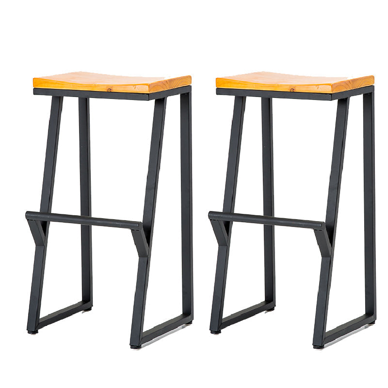 Contemporary Metal Counter Stool Wood Seat Bar Stool for Living Room 2 Piece Set Bar Stool(30"H) Clearhalo 'Bar Furniture' 'Bar Stools' 'bar_stools' 'furn' 'furn_bar_stools' 'Furniture' 'Kitchen & Dining Furniture' 6350999