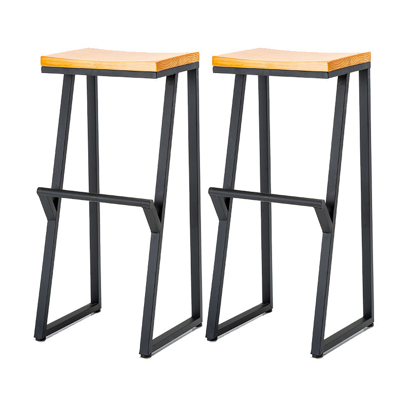 Contemporary Metal Counter Stool Wood Seat Bar Stool for Living Room 2 Piece Set Bar Stool(33"H) Clearhalo 'Bar Furniture' 'Bar Stools' 'bar_stools' 'furn' 'furn_bar_stools' 'Furniture' 'Kitchen & Dining Furniture' 6351000