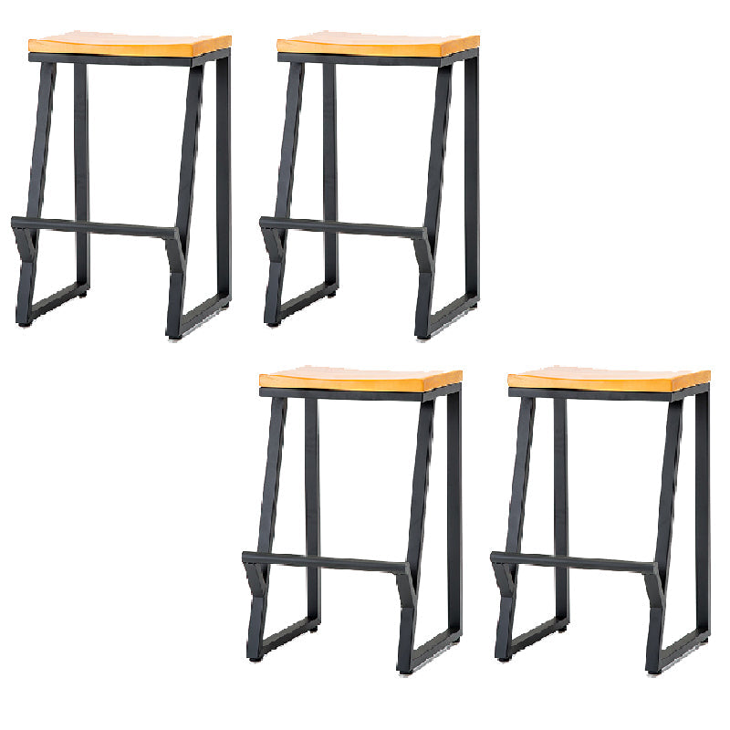Contemporary Metal Counter Stool Wood Seat Bar Stool for Living Room 4 Piece Set Counter Stool(26"H) Clearhalo 'Bar Furniture' 'Bar Stools' 'bar_stools' 'furn' 'furn_bar_stools' 'Furniture' 'Kitchen & Dining Furniture' 6351001