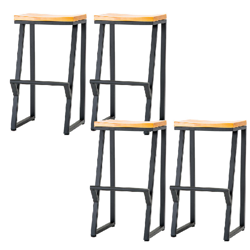 Contemporary Metal Counter Stool Wood Seat Bar Stool for Living Room 4 Piece Set Bar Stool(28"H) Clearhalo 'Bar Furniture' 'Bar Stools' 'bar_stools' 'furn' 'furn_bar_stools' 'Furniture' 'Kitchen & Dining Furniture' 6351002