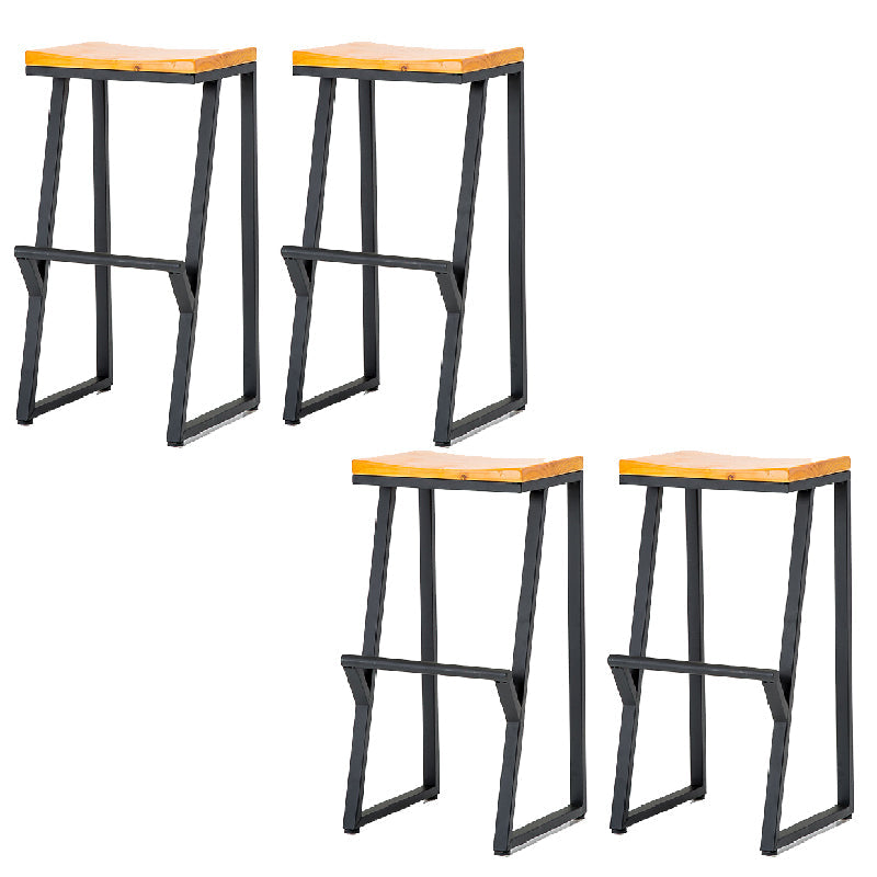 Contemporary Metal Counter Stool Wood Seat Bar Stool for Living Room 4 Piece Set Bar Stool(30"H) Clearhalo 'Bar Furniture' 'Bar Stools' 'bar_stools' 'furn' 'furn_bar_stools' 'Furniture' 'Kitchen & Dining Furniture' 6351003