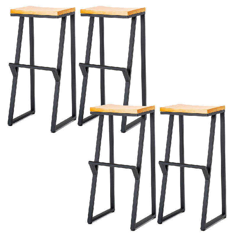 Contemporary Metal Counter Stool Wood Seat Bar Stool for Living Room 4 Piece Set Bar Stool(33"H) Clearhalo 'Bar Furniture' 'Bar Stools' 'bar_stools' 'furn' 'furn_bar_stools' 'Furniture' 'Kitchen & Dining Furniture' 6351004