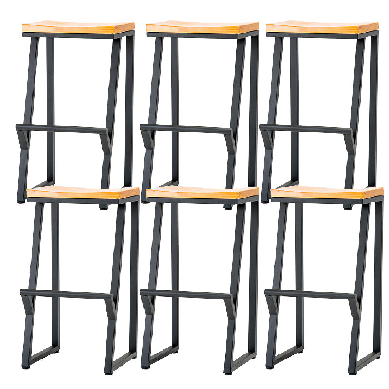 Contemporary Metal Counter Stool Wood Seat Bar Stool for Living Room 6 Piece Set Bar Stool(28"H) Clearhalo 'Bar Furniture' 'Bar Stools' 'bar_stools' 'furn' 'furn_bar_stools' 'Furniture' 'Kitchen & Dining Furniture' 6351006