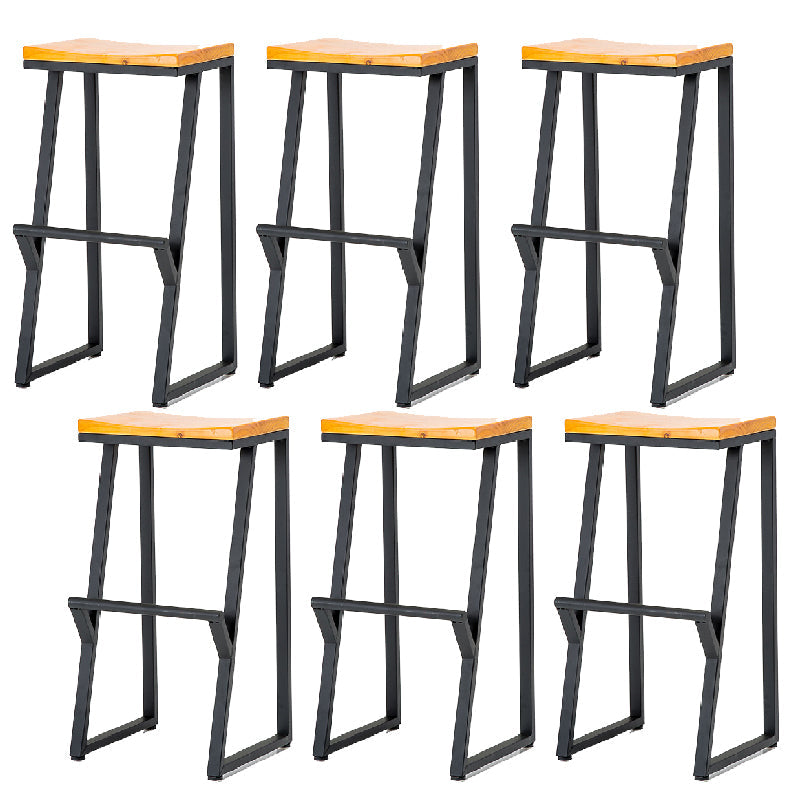 Contemporary Metal Counter Stool Wood Seat Bar Stool for Living Room 6 Piece Set Bar Stool(30"H) Clearhalo 'Bar Furniture' 'Bar Stools' 'bar_stools' 'furn' 'furn_bar_stools' 'Furniture' 'Kitchen & Dining Furniture' 6351007