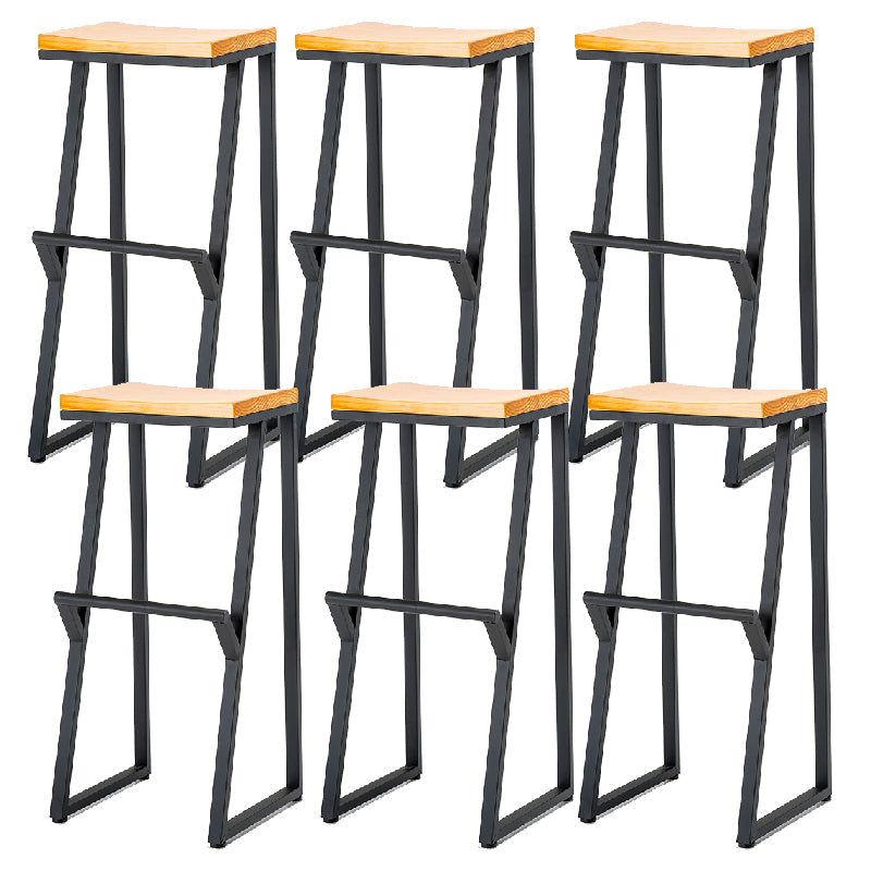 Contemporary Metal Counter Stool Wood Seat Bar Stool for Living Room 6 Piece Set Bar Stool(33"H) Clearhalo 'Bar Furniture' 'Bar Stools' 'bar_stools' 'furn' 'furn_bar_stools' 'Furniture' 'Kitchen & Dining Furniture' 6351008