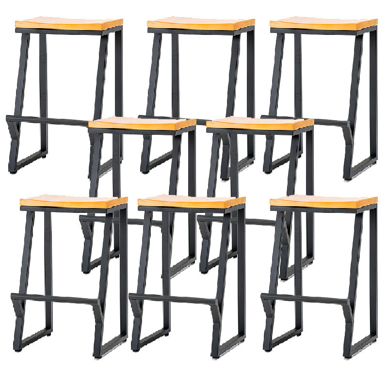 Contemporary Metal Counter Stool Wood Seat Bar Stool for Living Room 8 Piece Set Counter Stool(26"H) Clearhalo 'Bar Furniture' 'Bar Stools' 'bar_stools' 'furn' 'furn_bar_stools' 'Furniture' 'Kitchen & Dining Furniture' 6351009