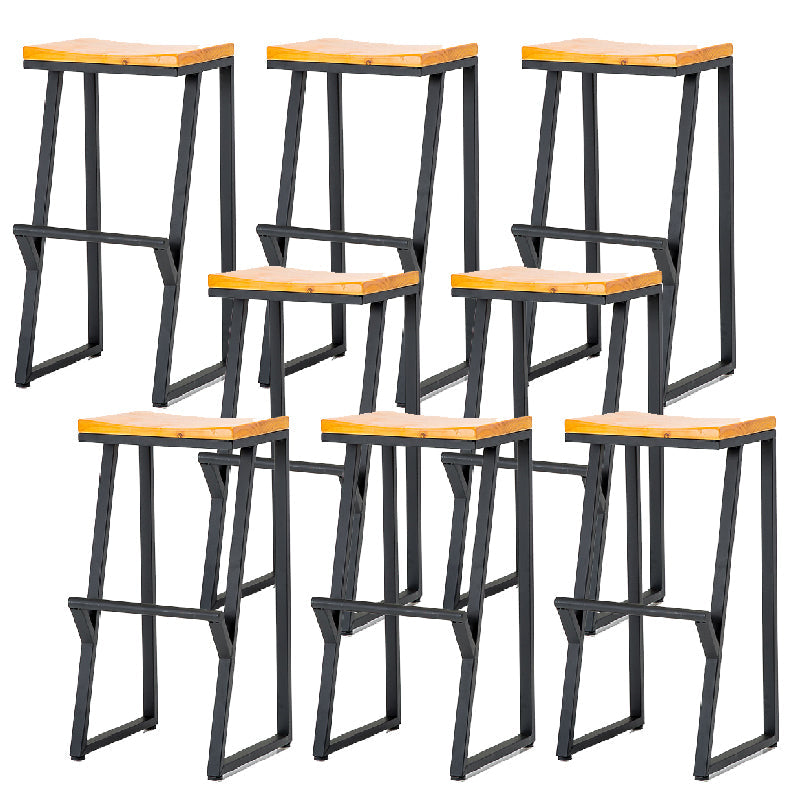 Contemporary Metal Counter Stool Wood Seat Bar Stool for Living Room 8 Piece Set Bar Stool(28"H) Clearhalo 'Bar Furniture' 'Bar Stools' 'bar_stools' 'furn' 'furn_bar_stools' 'Furniture' 'Kitchen & Dining Furniture' 6351010