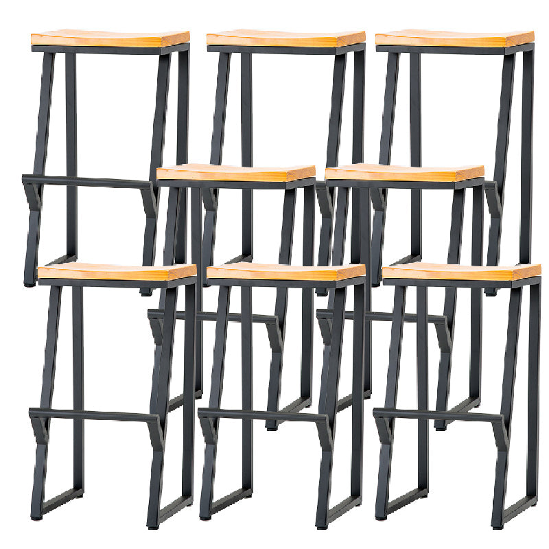 Contemporary Metal Counter Stool Wood Seat Bar Stool for Living Room 8 Piece Set Bar Stool(30"H) Clearhalo 'Bar Furniture' 'Bar Stools' 'bar_stools' 'furn' 'furn_bar_stools' 'Furniture' 'Kitchen & Dining Furniture' 6351011