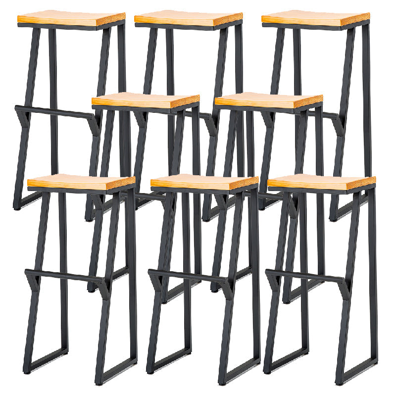 Contemporary Metal Counter Stool Wood Seat Bar Stool for Living Room 8 Piece Set Bar Stool(33"H) Clearhalo 'Bar Furniture' 'Bar Stools' 'bar_stools' 'furn' 'furn_bar_stools' 'Furniture' 'Kitchen & Dining Furniture' 6351012