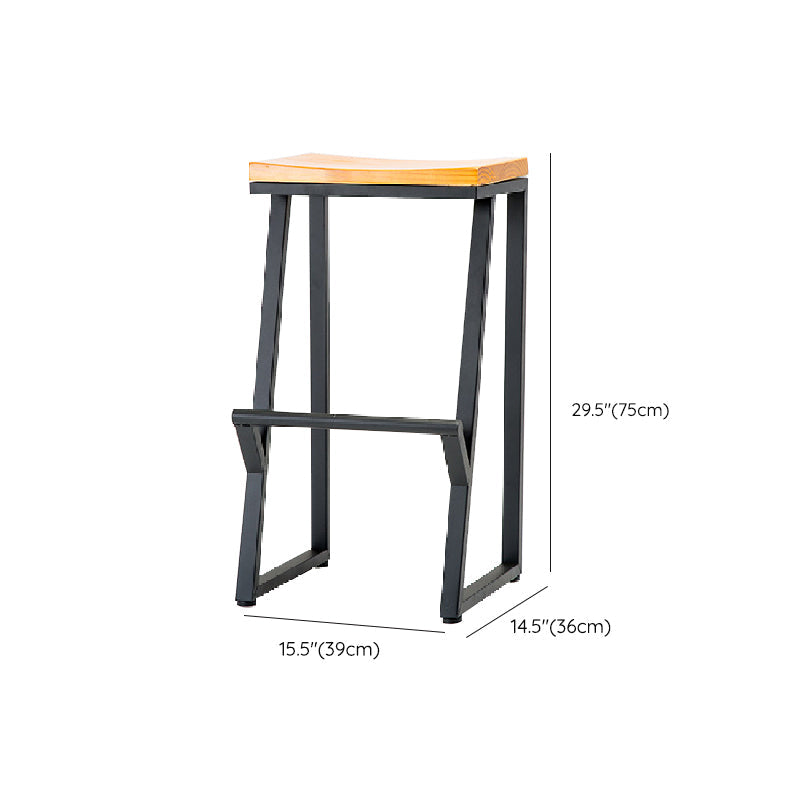 Contemporary Metal Counter Stool Wood Seat Bar Stool for Living Room Clearhalo 'Bar Furniture' 'Bar Stools' 'bar_stools' 'furn' 'furn_bar_stools' 'Furniture' 'Kitchen & Dining Furniture' 6351015