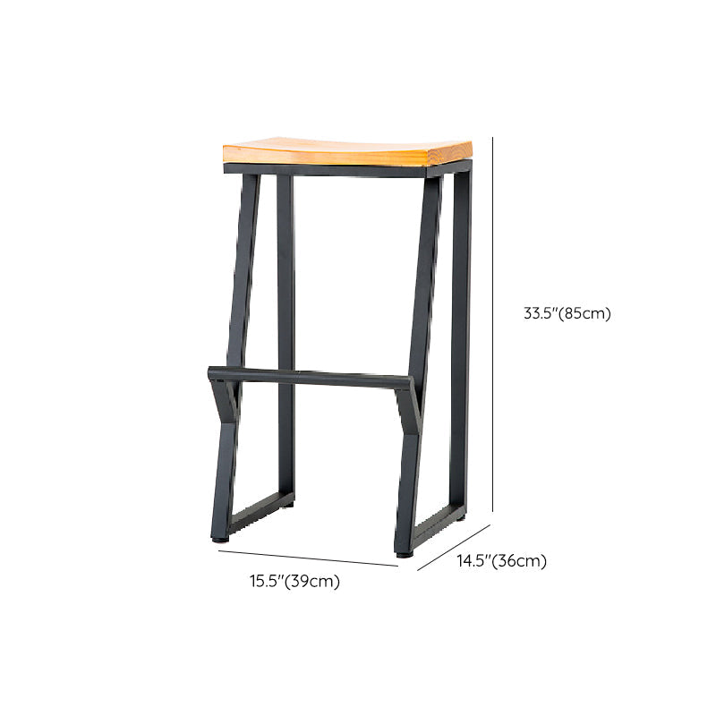 Contemporary Metal Counter Stool Wood Seat Bar Stool for Living Room Clearhalo 'Bar Furniture' 'Bar Stools' 'bar_stools' 'furn' 'furn_bar_stools' 'Furniture' 'Kitchen & Dining Furniture' 6351016