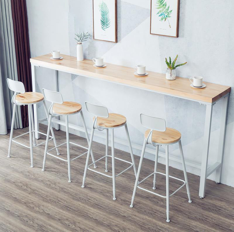 Taburete de madera maciza, taburete contemporáneo sin brazos para sala de estar