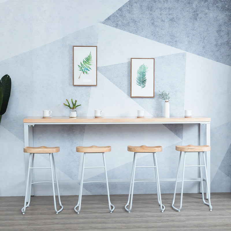 Taburete de madera maciza, taburete contemporáneo sin brazos para sala de estar