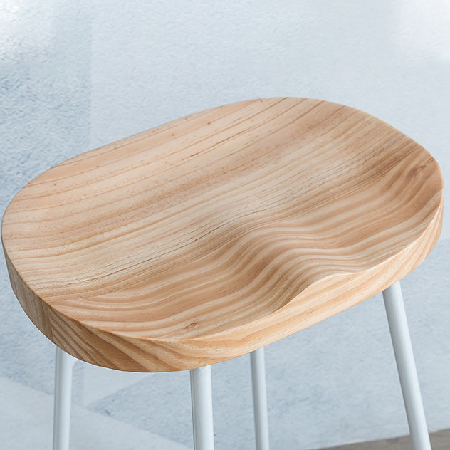Taburete de madera maciza, taburete contemporáneo sin brazos para sala de estar