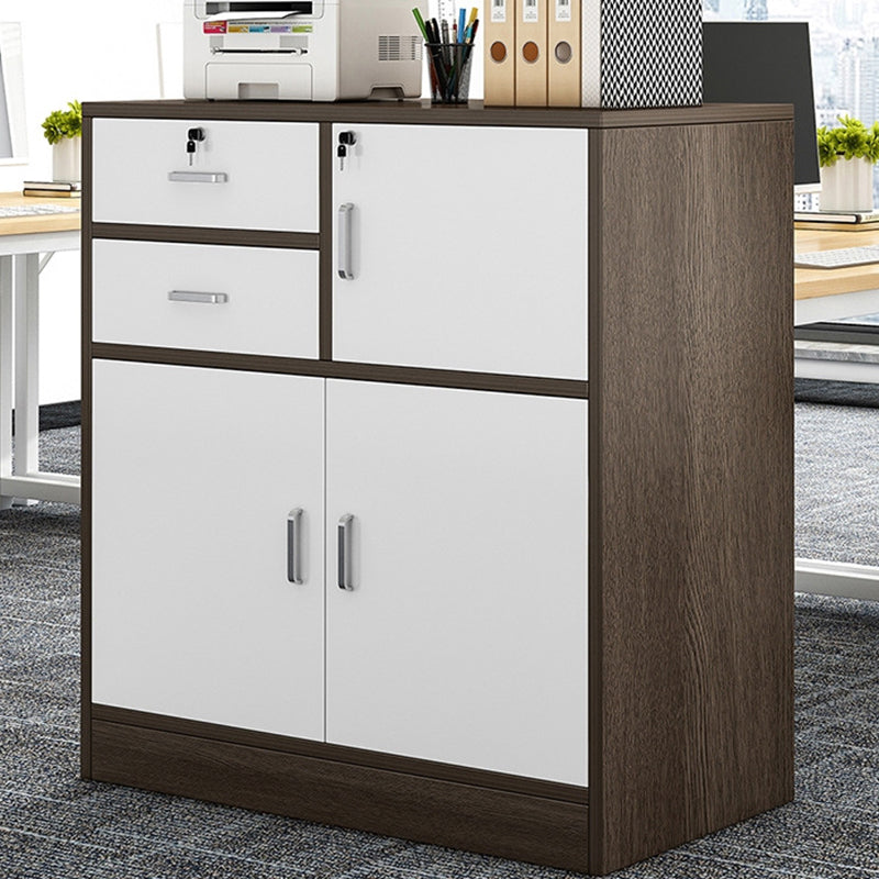 Nordic Style File Cabinet Drawers Color Block Vertical Wood File Cabinet Brown 2 Clearhalo 'Filing Cabinets' 'filling_cabinets' 'furn' 'furn_filling_cabinets' 'Furniture' 'Office Furniture' 6351120