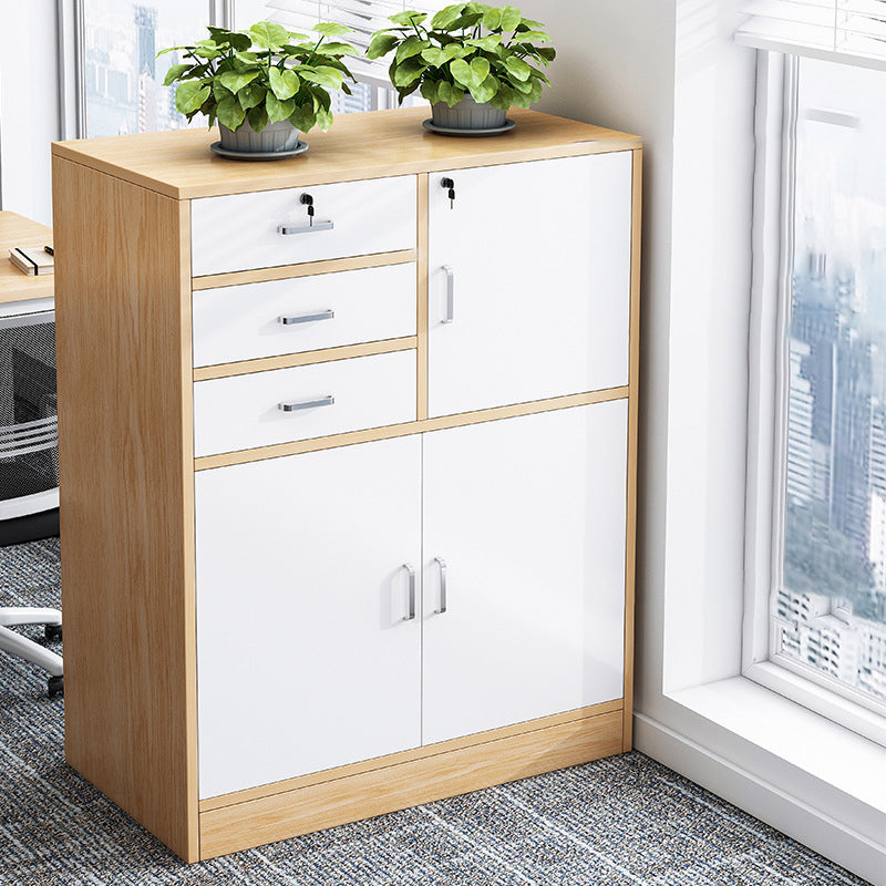 Nordic Style File Cabinet Drawers Color Block Vertical Wood File Cabinet Clearhalo 'Filing Cabinets' 'filling_cabinets' 'furn' 'furn_filling_cabinets' 'Furniture' 'Office Furniture' 6351122