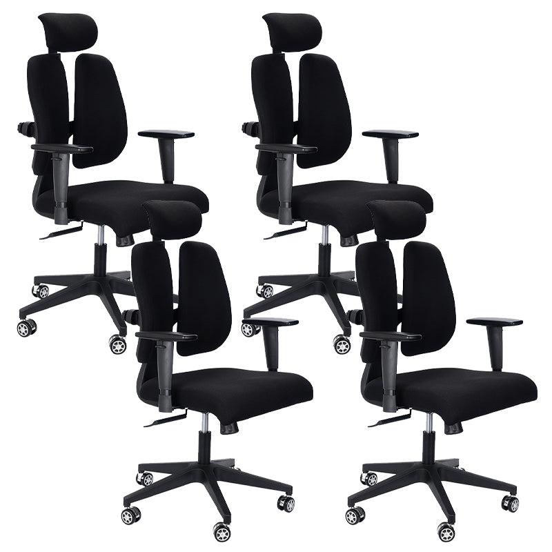 Modern Desk Chair Mesh Executiver Chair High-Back Chair in Black 4 Piece Set Clearhalo 'furn' 'furn_office_chair' 'Furniture' 'Office Chairs' 'Office Furniture' 'office_chair' 6352163