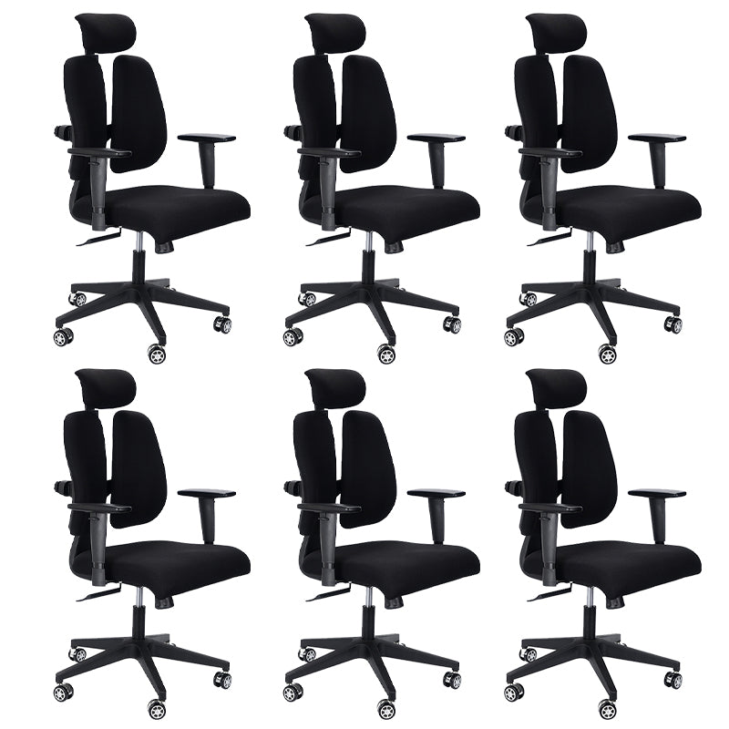 Modern Desk Chair Mesh Executiver Chair High-Back Chair in Black 6 Piece Set Clearhalo 'furn' 'furn_office_chair' 'Furniture' 'Office Chairs' 'Office Furniture' 'office_chair' 6352165