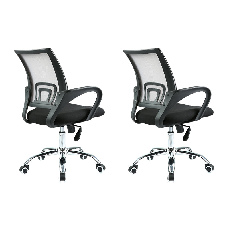 Contemporary Desk Chair Mid Back Breathable AirGrid Office Chair Black 2 Piece Set Clearhalo 'furn' 'furn_office_chair' 'Furniture' 'Office Chairs' 'Office Furniture' 'office_chair' 6352210
