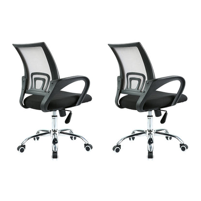 Contemporary Desk Chair Mid Back Breathable AirGrid Office Chair Black 2 Piece Set Clearhalo 'furn' 'furn_office_chair' 'Furniture' 'Office Chairs' 'Office Furniture' 'office_chair' 6352210