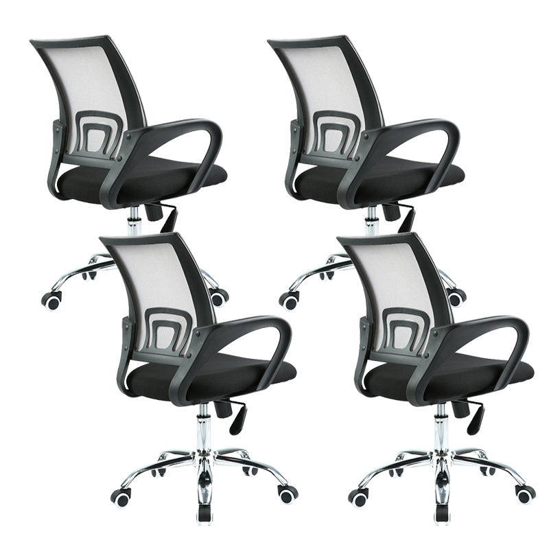 Contemporary Desk Chair Mid Back Breathable AirGrid Office Chair Black 4 Piece Set Clearhalo 'furn' 'furn_office_chair' 'Furniture' 'Office Chairs' 'Office Furniture' 'office_chair' 6352211