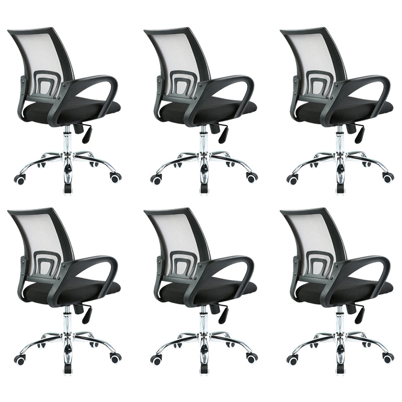 Contemporary Desk Chair Mid Back Breathable AirGrid Office Chair Black 6 Piece Set Clearhalo 'furn' 'furn_office_chair' 'Furniture' 'Office Chairs' 'Office Furniture' 'office_chair' 6352213