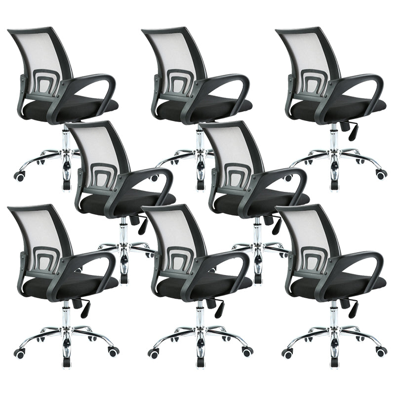 Contemporary Desk Chair Mid Back Breathable AirGrid Office Chair Black 8 Piece Set Clearhalo 'furn' 'furn_office_chair' 'Furniture' 'Office Chairs' 'Office Furniture' 'office_chair' 6352215