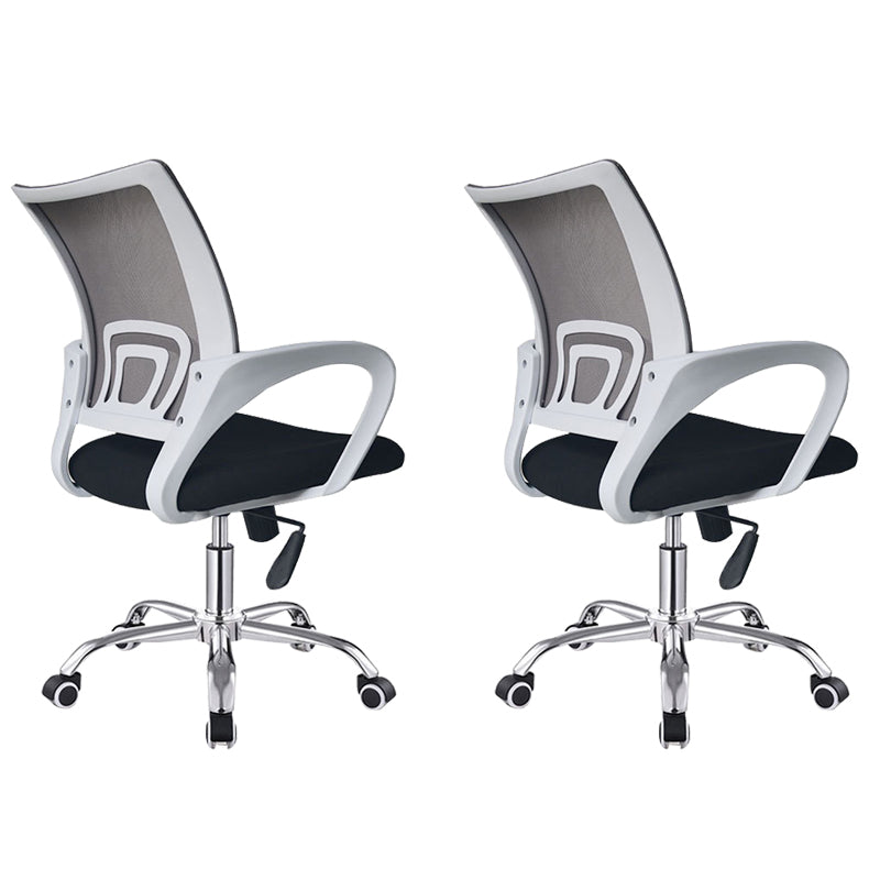 Contemporary Desk Chair Mid Back Breathable AirGrid Office Chair White 2 Piece Set Clearhalo 'furn' 'furn_office_chair' 'Furniture' 'Office Chairs' 'Office Furniture' 'office_chair' 6352217